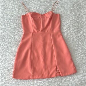 Hello Molly Coral Mini Dress with Spaghetti Straps
